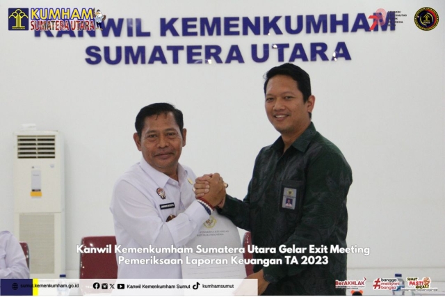 Kanwil Kemenkumham Sumatera Utara Gelar Exit Meeting Pemeriksaan Laporan Keuangan TA 2023