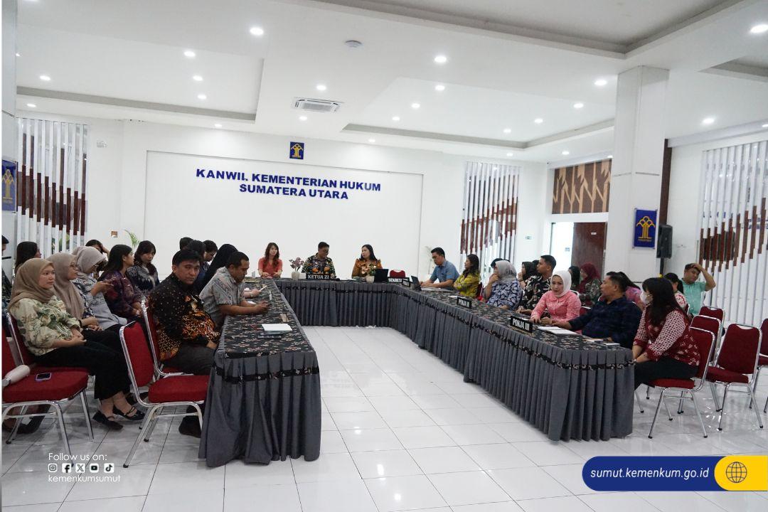 Satukan Persepsi Wujudkan Wilayah Birokrasi Bersih dan Melayani (WBBM), Kanwil Kemenkum Sumut Adakan Rapat Pembangunan Zona Integritas