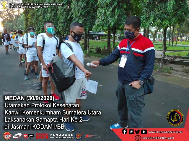ZZZUtamakan Protokol Kesehatan Kanwil Kemenkumham Sumatera Utara Laksanakan Samapta Hari Ke 2 di Jasmani KODAM IBB