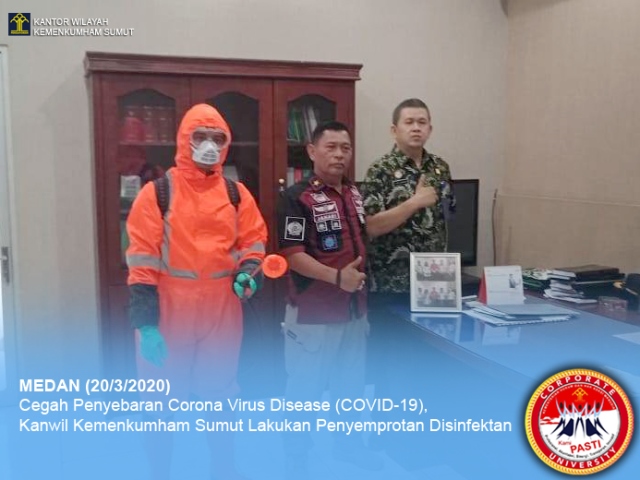 zCegah Penyebaran Corona Virus Disease COVID 19 Kanwil Kemenkumham Sumut Lakukan Penyemprotan Disinfektan
