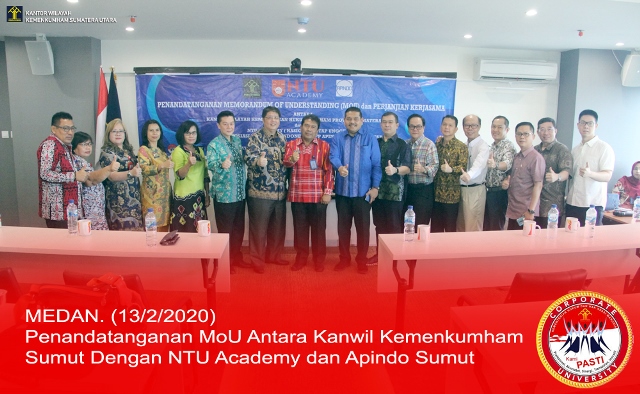 zPenandatanganan MoU Antara Kanwil Kemenkumham Sumut Dengan NTU Academy dan Apindo Sumut