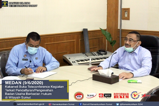 zTeleconference Kegiatan Sosialisasi Terkait PendaftaranPengesahan Badan Usaha Berbadan Hukum di Wilayah Sumut
